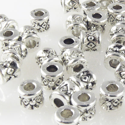 50x Metallperlen Spacer kleine Beads 3,8x3,7mm Metall Perlen altsilber Metallbeads