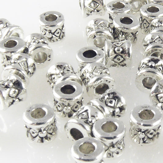 50x Metallperlen Spacer kleine Beads 3,8x3,7mm Metall Perlen altsilber Metallbeads