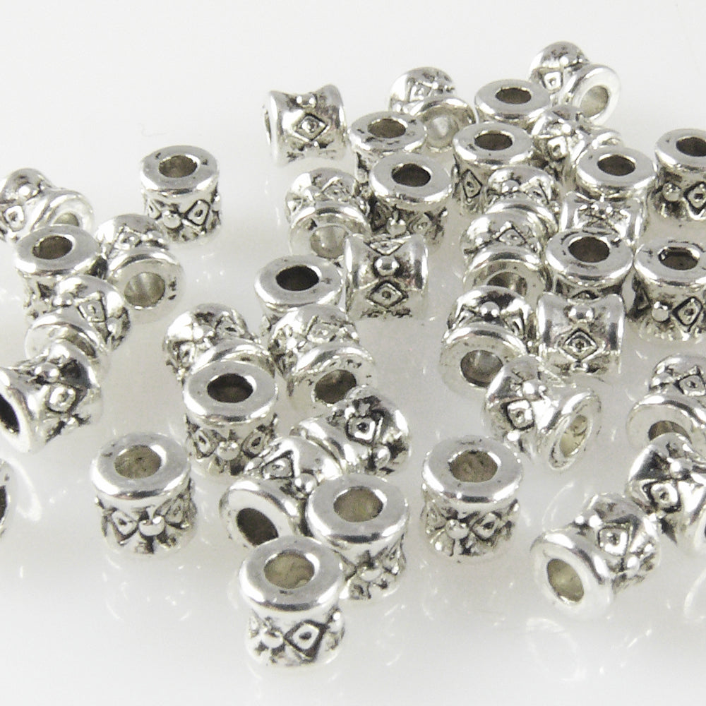 50x Metallperlen Spacer kleine Beads 3,8x3,7mm Metall Perlen altsilber Metallbeads