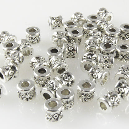 50x Metallperlen Spacer kleine Beads 3,8x3,7mm Metall Perlen altsilber Metallbeads