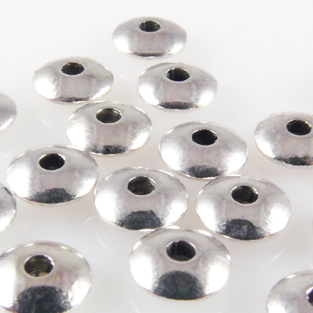 20 Metallperlen Perlen 2x6mm Spacer Metallbeads silber Metall Rondelle