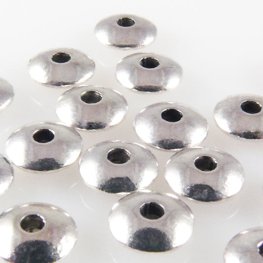20 Metallperlen Perlen 2x6mm Spacer Metallbeads silber Metall Rondelle