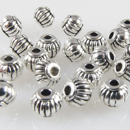 25 Metallperlen Spacer Kugeln 5mm Metall Perlen geriffelt altsilber Bastelperlen