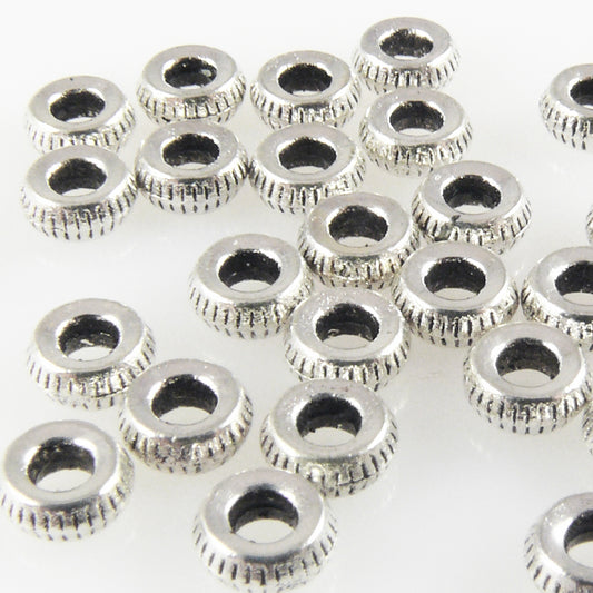 30 kleine Metallperlen Perlen 1,8x4,5mm Spacer silber Metall Rondelle