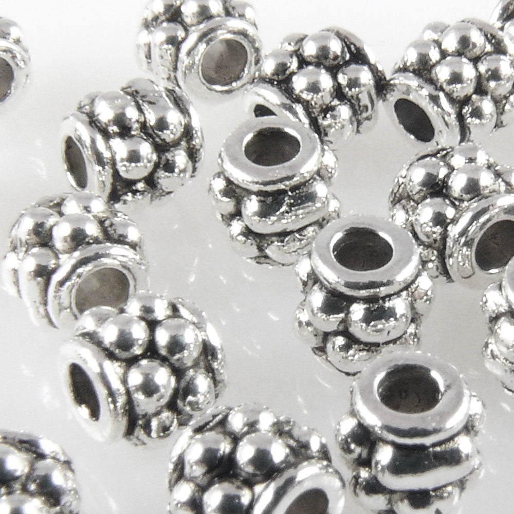 25 Metallperlen Metall Rondelle 4mm silberfarben Perlen Spacerperlen Beads -1757