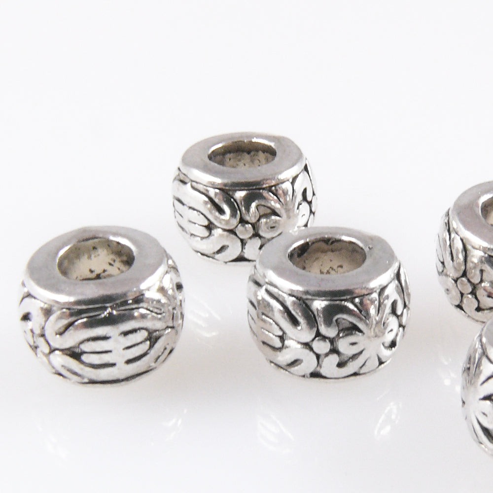 5 Metallperlen Perlen 8mm Spacer Großlochperlen altsilber Bastelperlen