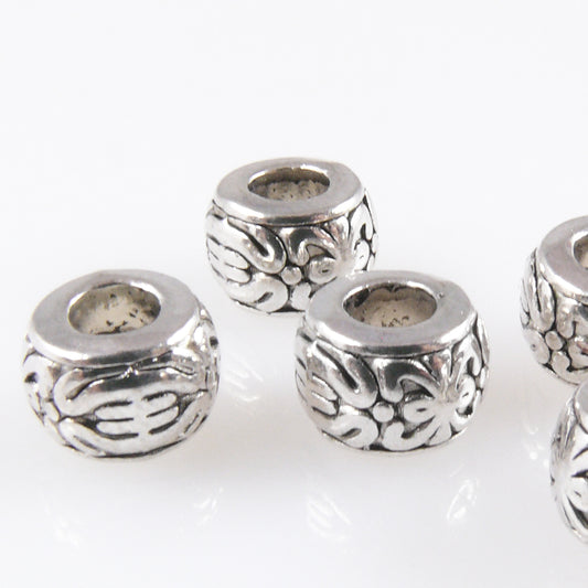 5 Metallperlen Perlen 8mm Spacer Großlochperlen altsilber Bastelperlen