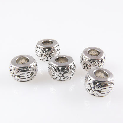 5 Metallperlen Perlen 8mm Spacer Großlochperlen altsilber Bastelperlen