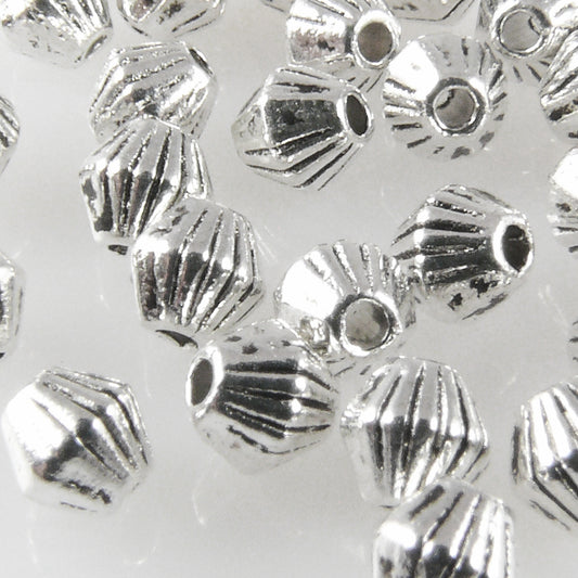 35 Metallperlen Doppelkegel 4mm Metall Spacer Perlen altsilber  -1761