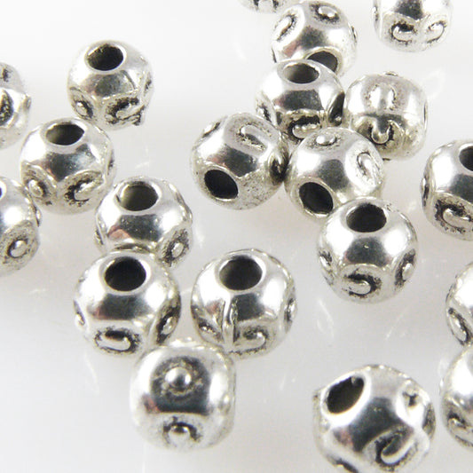30 Metallperlen Spacer Kugeln 4x5mm Metall Perlen altsilber Bastelperlen