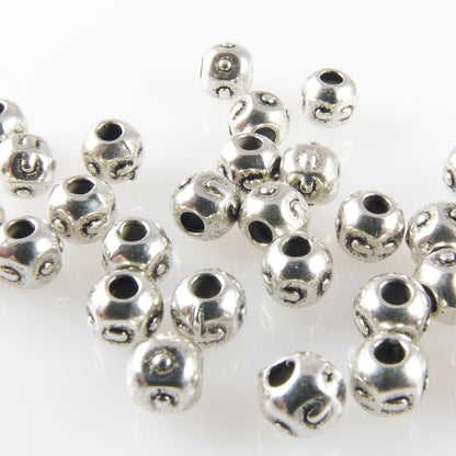 30 Metallperlen Spacer Kugeln 4x5mm Metall Perlen altsilber Bastelperlen