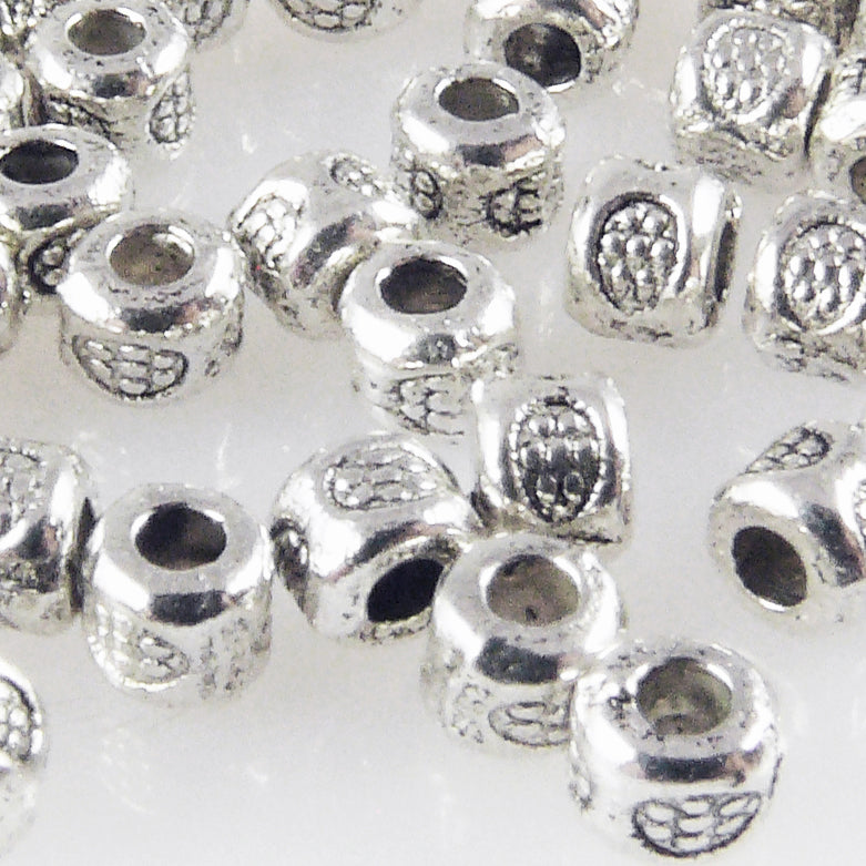 50x Metallperlen Spacer kleine Beads 3x3,5mm Metall Perlen altsilber Metallbeads