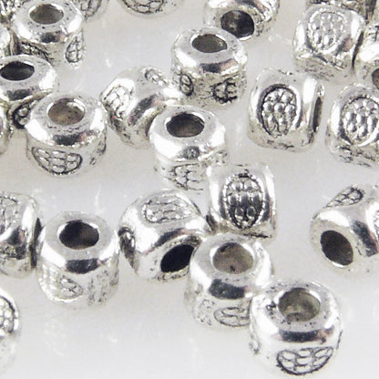 50x Metallperlen Spacer kleine Beads 3x3,5mm Metall Perlen altsilber Metallbeads