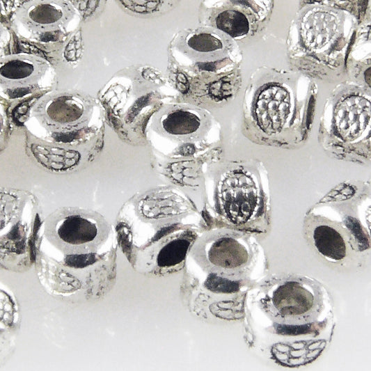 50x Metallperlen Spacer kleine Beads 3x3,5mm Metall Perlen altsilber Metallbeads