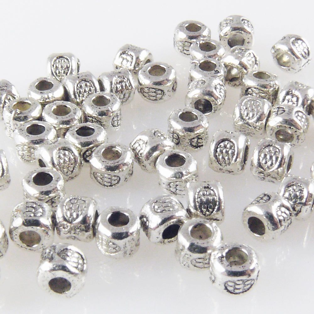50x Metallperlen Spacer kleine Beads 3x3,5mm Metall Perlen altsilber Metallbeads