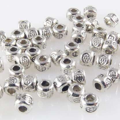 50x Metallperlen Spacer kleine Beads 3x3,5mm Metall Perlen altsilber Metallbeads