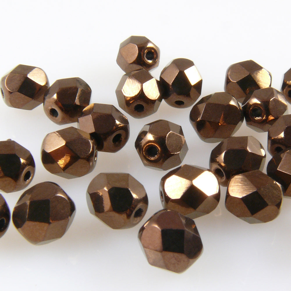 25 facettierte Glasschliffperlen 6mm Braun metallic Perlen Facettenperlen -1771