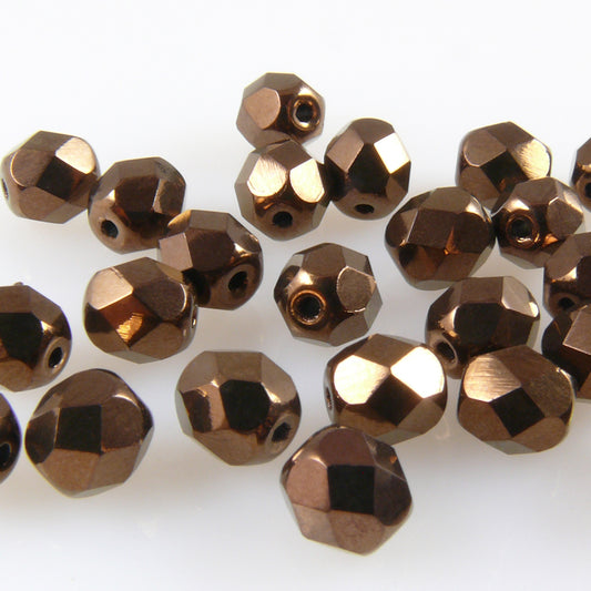 25 facettierte Glasschliffperlen 6mm Braun metallic Perlen Facettenperlen -1771