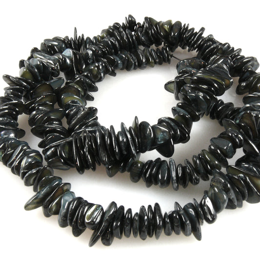 1 Strang Perlmuttperlen 5-15mm Muschelperlen zum Auffädeln schwarz Perlenstrang