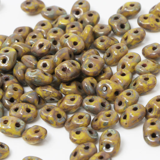 Twin Beads Super Duo 5mm Glasperlen 100x Braun Travertin Perlen zum Auffädeln