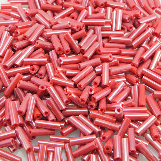 Rocailles Stifte 6-7mm 530x Röhrchen koralle rot opak Glasperlen Tube Perlen