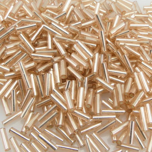640 Rocailles-Stifte 7mm Röhrchen champagner Perlen Silbereinzug Rocaillesperlen