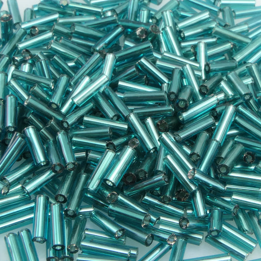 470 Rocailles-Stifte 7mm Röhrchen türkis Perlen Silbereinzug Rocaillesperlen