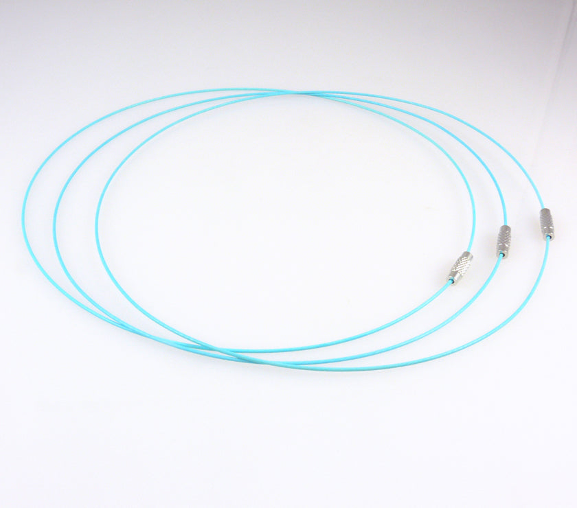 Halsreif aus Edelstahl mit Schraubverschluß türkis 46cm Collier türkisblau -2025