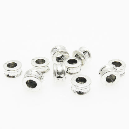 Metallperlen 4mm Großlochperlen altsilber 10 St