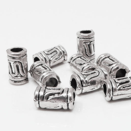 Metallperlen 10x Metall Tubes 11x6mm Silber Antik Perlen Bastelperlen Beads Großlochperlen