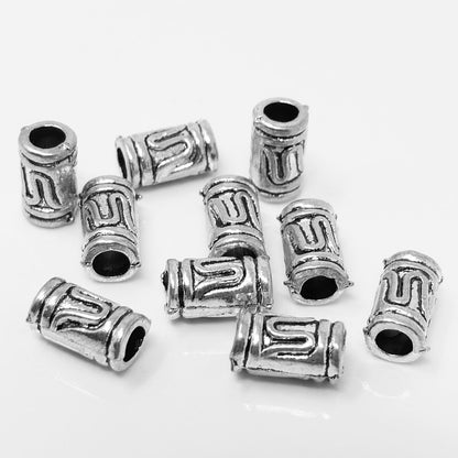 Metallperlen 10x Metall Tubes 11x6mm Silber Antik Perlen Bastelperlen Beads Großlochperlen
