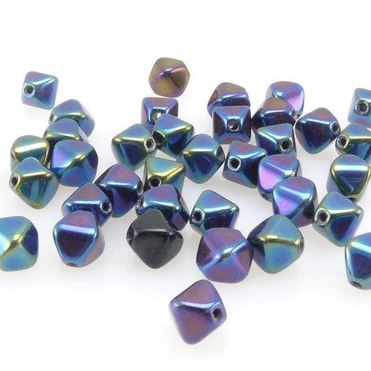 40 edle Böhmische Glasperlen Rhomben 6mm Perlen Bicone bunt Bastelperlen -236