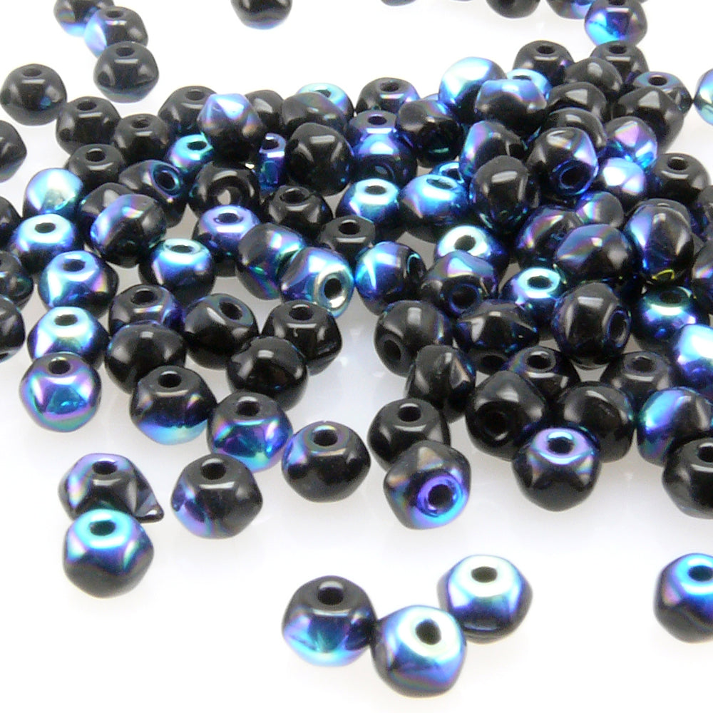 Böhmische Glasperlen Kugeln Ø 3mm 150 St. Perlen schwarz AB
