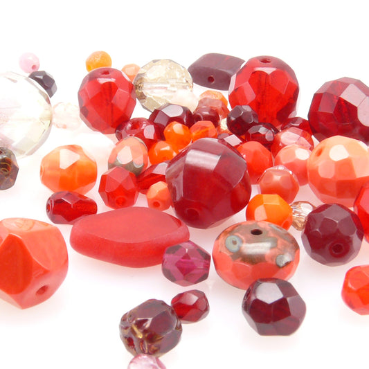 Perlenmix rot 4-14mm 50x edle Glasschliffperlen böhmische Perlen zum Basteln