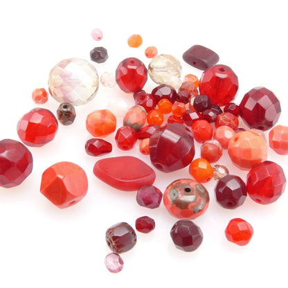 Perlenmix rot 4-14mm 50x edle Glasschliffperlen böhmische Perlen zum Basteln