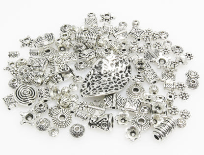 Bastelset Metallperlen Mix 131 St. Metall Beads Perlen silber antik -293