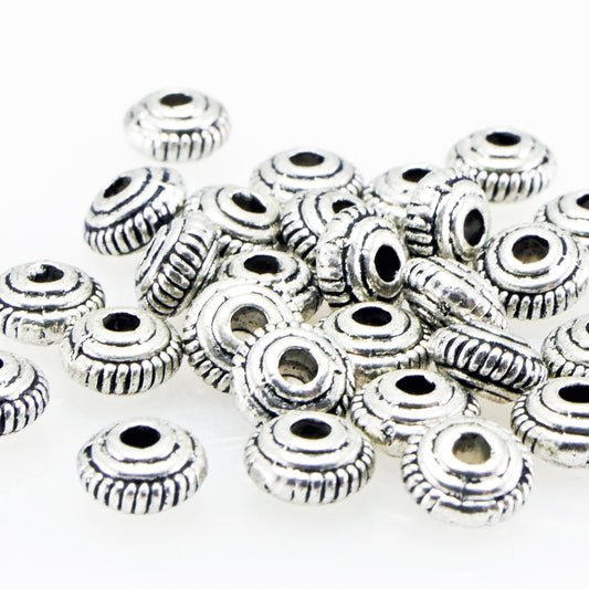30x Metallperlen 2,6mm Rondelle silber antik Perlen Spacer Linsen Zwischenperlen