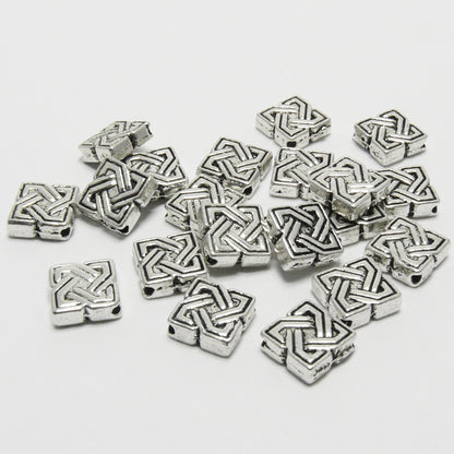 20x Metallperlen 7mm Metall Quadrate Spacer Perlen altsilberfarben -303