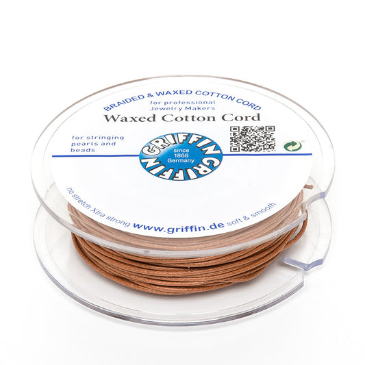 GRIFFIN 20m Fädelband 1mm karneol Baumwollband gewachste Perlenschnur