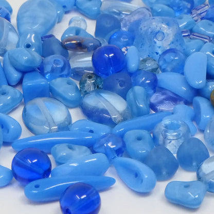 Glasperlen Mix blau 120 Perlen Perlenmischung 4-11mm Beads zum Schmuck Basteln