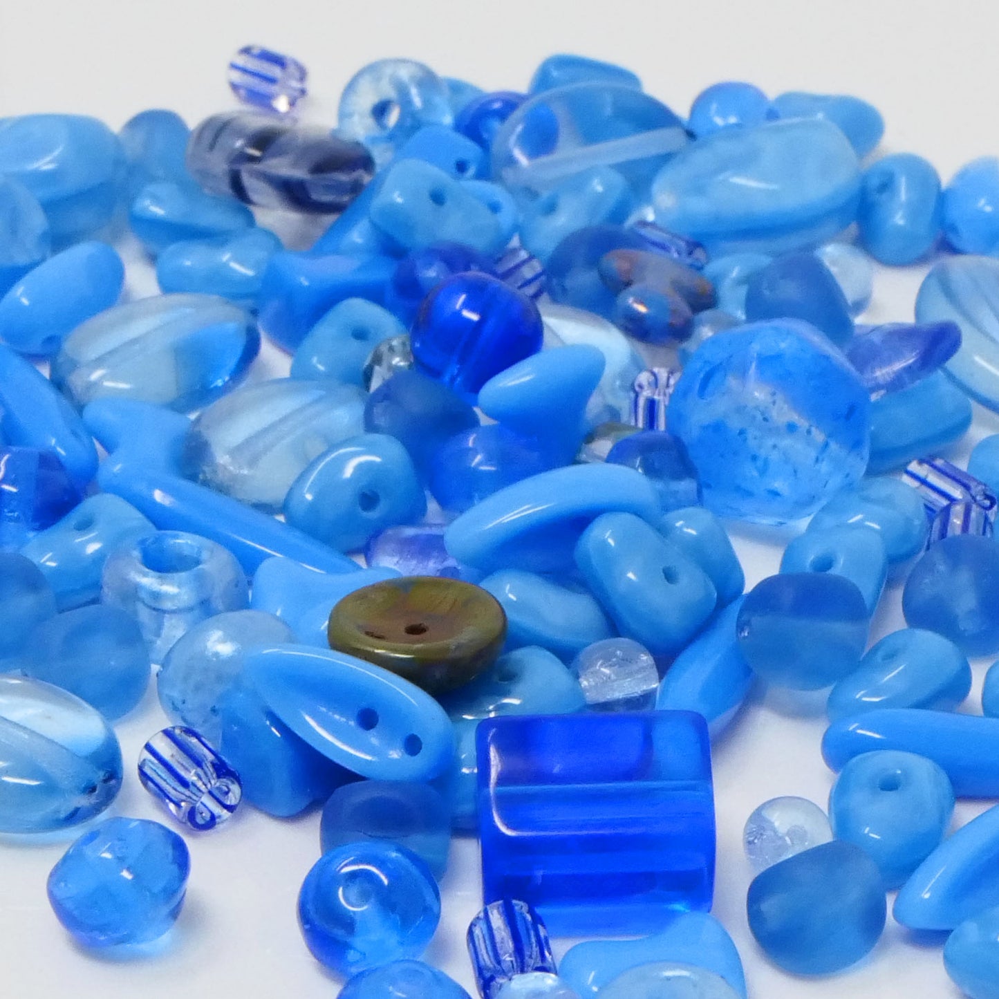 Glasperlen Mix blau 120 Perlen Perlenmischung 4-11mm Beads zum Schmuck Basteln