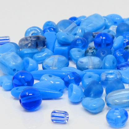 Glasperlen Mix blau 120 Perlen Perlenmischung 4-11mm Beads zum Schmuck Basteln