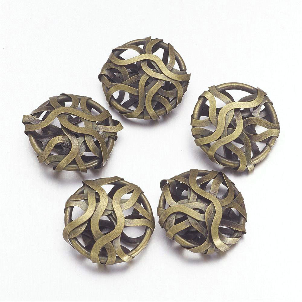 Metallperlen 5x Drahtperlen 18mm bronze antik Bastelperlen Metall Perlen