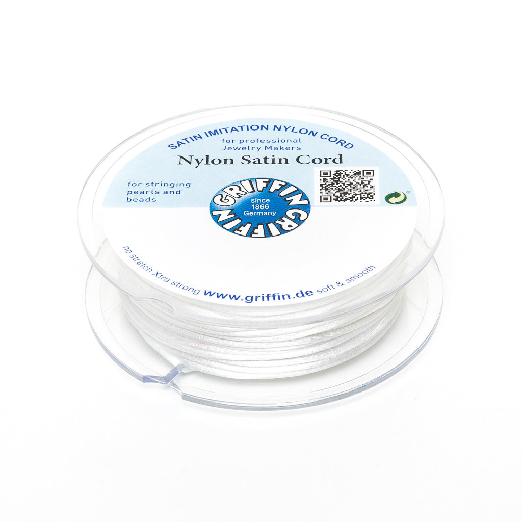 GRIFFIN Nylon Satinkordeln Ø 1mm weiß Spule 25m Schmuckband Bastelfaden Schnur