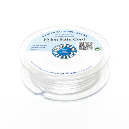 GRIFFIN Nylon Satinkordeln Ø 1mm weiß Spule 25m Schmuckband Bastelfaden Schnur