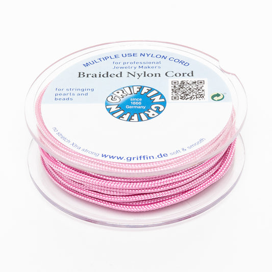 GRIFFIN geflochtene Nylonschnur Ø 2mm rosa Spule 10m Schmuckband Faden Schnur-387
