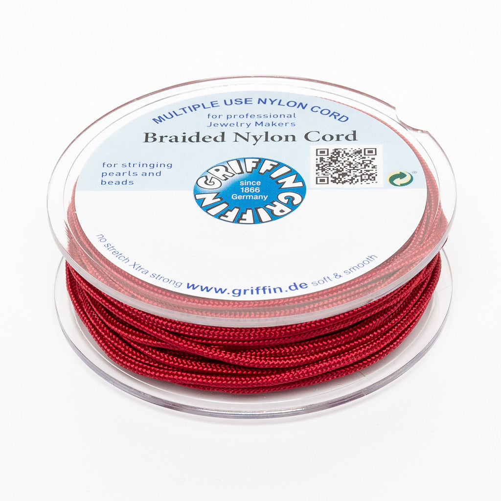 GRIFFIN geflochtene Nylonschnur Ø 2mm dunkelrot Spule 10m Schmuckband rot Faden Schnur-388