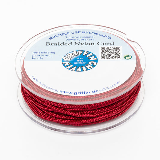 GRIFFIN geflochtene Nylonschnur Ø 2mm dunkelrot Spule 10m Schmuckband rot Faden Schnur-388