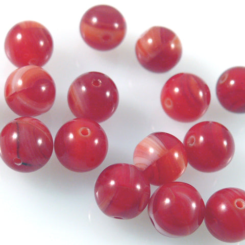15 Glas Perlen rot gemaserte Glasperlen Kugeln rund 8mm Bastelperlen -397