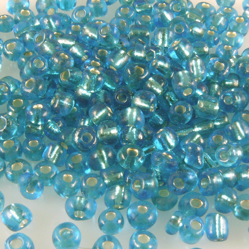 Rocailles Glasperlen blau mit Silbereinzug 3-4mm 280x Perlen Rocaillesperlen-428